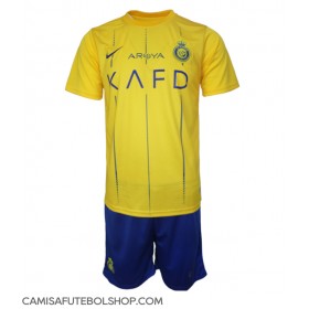 Camisa de time de futebol Al-Nassr Cristiano Ronaldo #7 Replicas 1º Equipamento Infantil 2023-24 Manga Curta (+ Calças curtas)